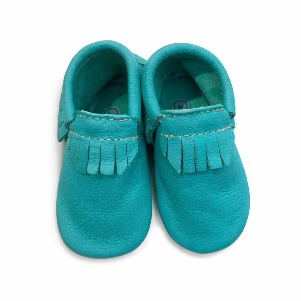 Freshly Picked Teal Fringe Baby Moccasins - Picture 4 of 4